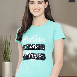 Dreambe Women Pack of 2 Typography Printed Round Neck Cotton T-shirts-picture-45