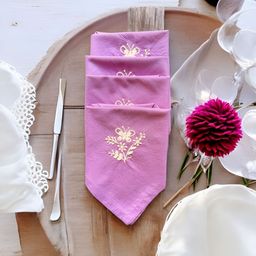 Inara 4-Pcs Lavender Coloured & White Embroidered Table Napkin-39