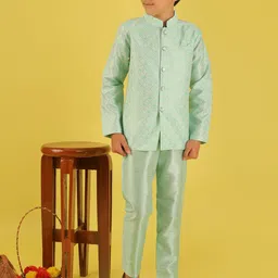 BAESD Boys Mandarin Collar Brocade With Pyjamas-picture-24