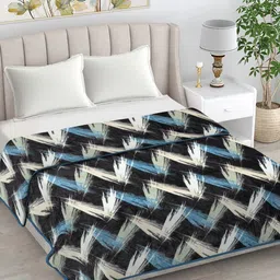 FABINALIV Black & Green Woollen AC Room 233 GSM Double Bed Blanket-10