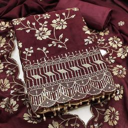kalini Maroon Vichitra Silk Embroidery Work Unstitched Dress Material-picture-15