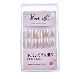 FEELHIGH Set Of 24 Re useble Press-On Chrome Nails - C07 image 1