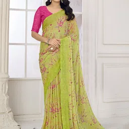 DIVASTRI Floral Poly Chiffon Saree-picture-54