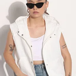 SHOWOFF Women Hooded Solid Casual Gilet-image-78