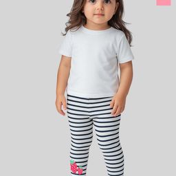 Nauti Nati Girls Pack Of 2 Striped & Graphic Printed Cotton Leggings-32
