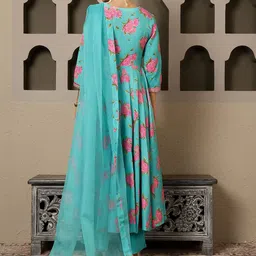 GULMOHAR JAIPUR Women Printed Regular Kurta with Palazzos & With Dupatta image 4