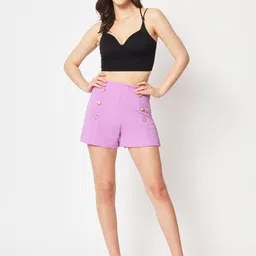 Zastraa Women Slim Fit High-Rise Shorts-image-20