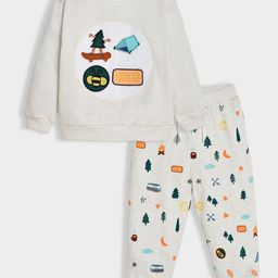 MiArcus Kids Embellished Patch Work Sweatshirt & Printed Jogger Set-31