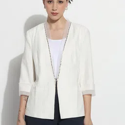 SHOWOFF Tailored-Fit Single Breasted Blazer With Shoulder Pads-picture-16