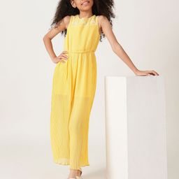 One Friday Girls Yellow Pleated Jumpsuit-picture-4