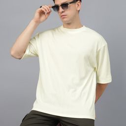 VEIRDO Men Solid Round Neck Oversized T-shirt-picture-39