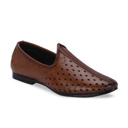 LEEPEETER Men Perforations Pointed Toe Mojaris-1