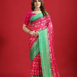 NIRMAL CREATION Abstract Printed Saree With Blouse Piece-picture-2