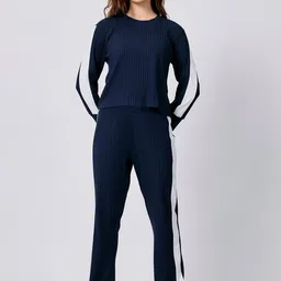 Outzidr Self Design Round Neck Top With Trousers Co-Ords-image-5