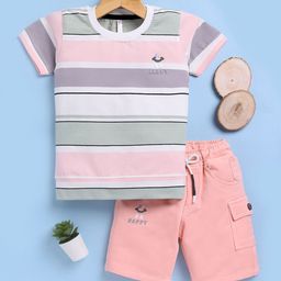 Toonyport Boys Striped Round Neck Pure Cotton T-shirt With Shorts-image-59