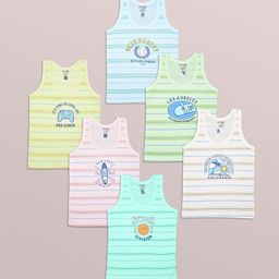 Revvo Junior Boys Pack Of 6 Printed Cotton Basic Vests RJV-103-image-32