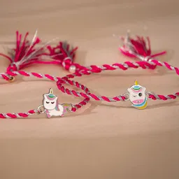 GIVA 925 Silver Set Of 2 Threaded Rakhis With Roli & Chawal-image-3