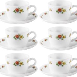 Pack of 12 Opalware PETITE ROSES 6 pcs cup & saucer Set {Cup (6 pcs) || Saucer (6 pcs)}-image-1