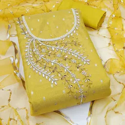 SAINOOR Floral Beads And Stones Embellished Semi-Stitched Dress Material-image-73