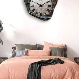 OLIVE TREE Grey & Beige Printed Wooden Contemporary Wall Clock-53