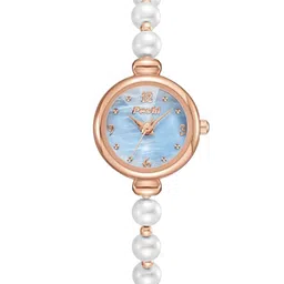 Poshi Women Round Dial Pearl Strap Watch with Adjustable Clasp-11