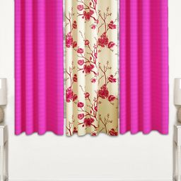 Lunar Days Pink Set of 3 Floral Room Darkening Window Curtain-image-87