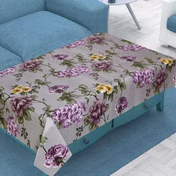 LooMantha Purple And Grey Floral Printed Rectangle Waterproof Plastic 4-Seater Table Cover-15