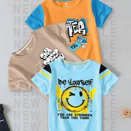 CODEZ Boys Pack Of 2 Typography Printed Round Neck Cotton T-shirts-88