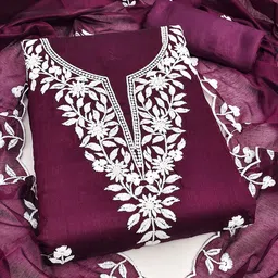 MANVAA Floral Embroidered Thread Work Unstitched Dress Material-image-96