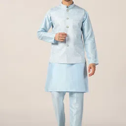 TAHVO Men Embroidered Regular Kurta with Churidar-image-29