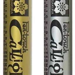 Pen-touch Calligrapher Medium Point 5mm Gold & Silver Metallic Markers-image-14