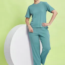 Selvia Round Neck Short Sleeves T-Shirt With Trousers-picture-50