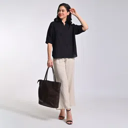 Saltpetre Mandarin Collar Drop Shoulder Sleeves Top & Trousers Co-Ords-picture-11