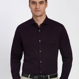 Peter England Elite Men Slim Fit Solid Spread Collar Pure Cotton Formal Shirt-picture-5