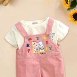 FOREVER FRIDAY Girls Printed Pure Cotton Dungaree With T-Shirt-picture-36