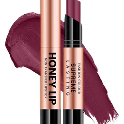 Fashion Colour Honey Lip Non Transfer Matte Bullet Lipstick - 3 g - Deep Plum - 308-57