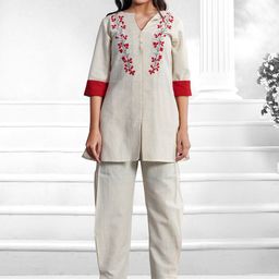 Komarri U Embroidered Pure Cotton Top & Trouser Co-Ord Set-picture-6
