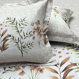 Pure Decor Grey & White Floral 330 TC King Bedsheet with 2 Pillow Covers-picture-47