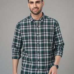 USMC Men Slim Fit Checked Casual Shirt-image-41
