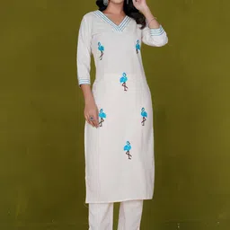 SIGNORIA Women Ethnic Motifs Printed Cotton Kurta with Trousers-picture-18
