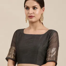 Anouk Rustic Woven Design Zari Linen Blend Banarasi Saree image 4