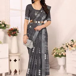 vj fashion Floral Printed Saree With Unstitched Blouse Piece-20