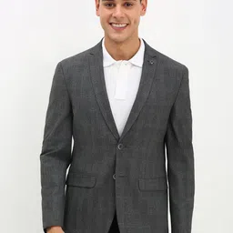 Allen Solly Checked Notched Lapel Slim-Fit Single-Breasted Blazer-image-5