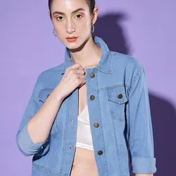 DIMPY GARMENTS Women Lightweight Denim Jacket-37