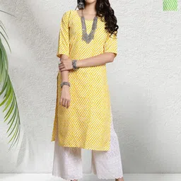 HERE&NOW Women Pack Of 2 Striped Printed Daily Straight Kurtas-image-69