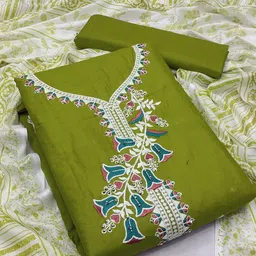 APNISHA Embroidered Pure Cotton Unstitched Dress Material-image-56