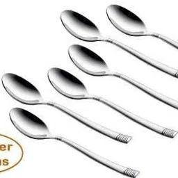 finner Stainless Steel Spoon and Fork (Set of 24 Pieces) with Steel Spoon Stand Suitable for Kitchen and Dining Table (Stylish Look) (Pack of 25) Stainless Steel Cutlery Set (Pack of 25) Disposable Steel Cutlery Set image 3