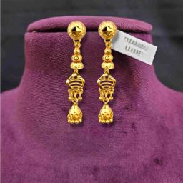 Traditional Gold-Plated Long Dangle Earrings for Women & Girls | Wedding Jewelry Brass, Alloy Drops & Danglers, Jhumki Earring-image-61