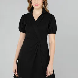 Golden Kite Shirt Collar Puff Sleeves Fit & Flare Dress-picture-15