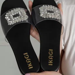 IKAGI Women Embellished Open Toe Flats-image-22